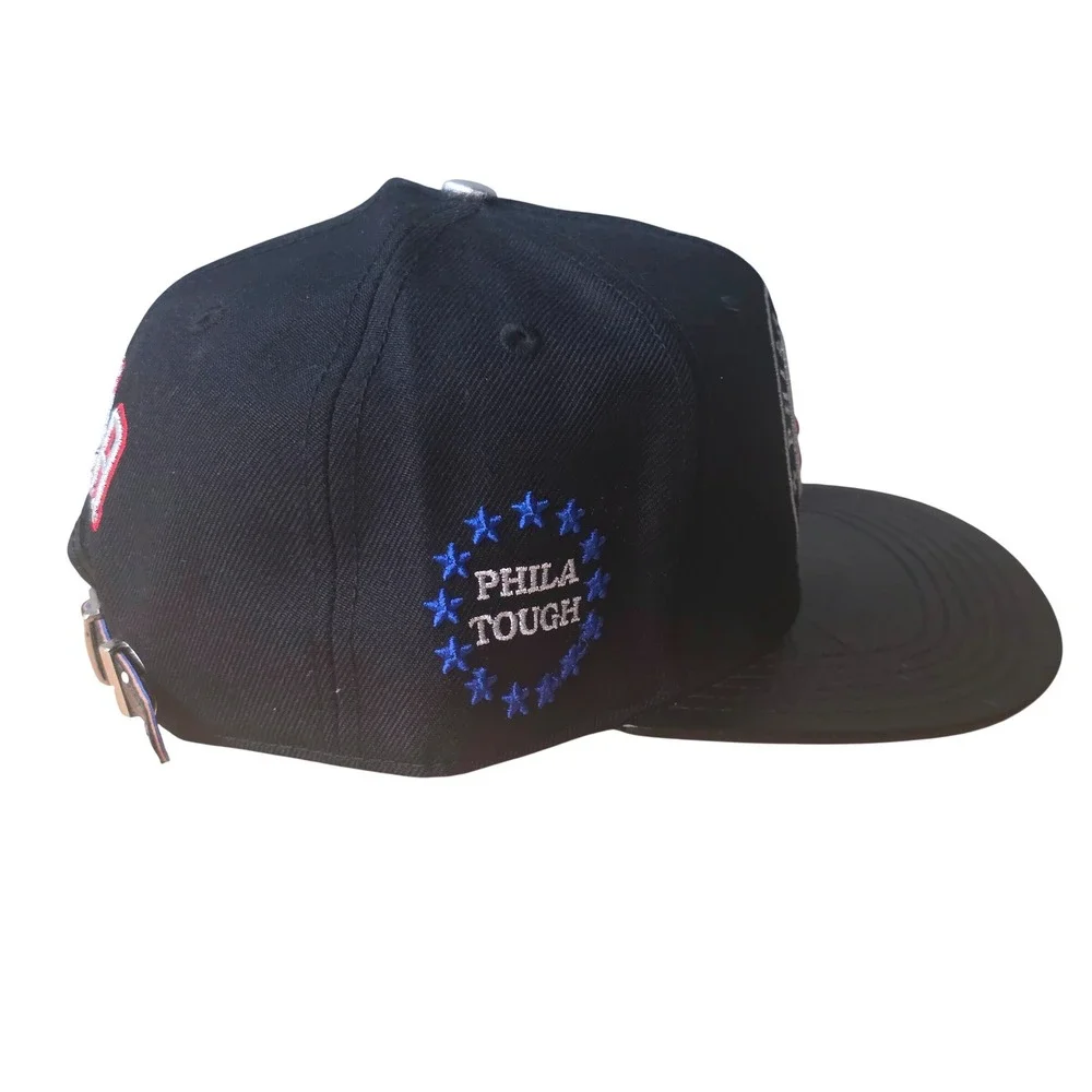 NEW Pro Standard Philadelphia 76ers NBA‎ Leather Visor Snapback Hat Black Blue